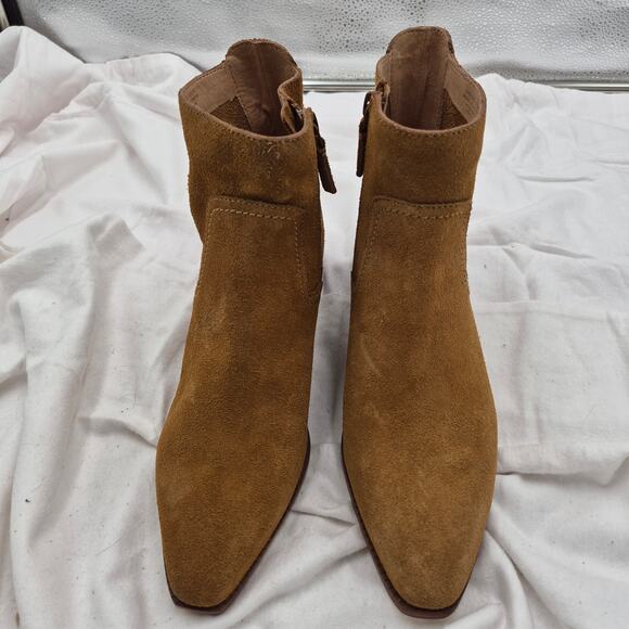 NEW Cole Haan Naia pointed-toe block heel booties golden toffee suede size 8.5 - Picture 4 of 6